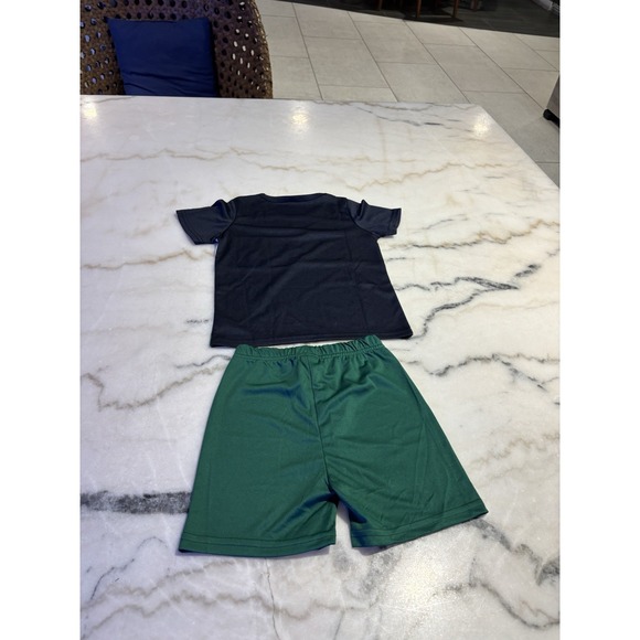 BrandNew two-piece outfit toddle boy green black an white color block shorts set - Picture 2 of 14